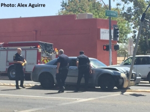 crash fresno police car kmj investigate shooting circumstances crashes investigating afternoon downtown friday after